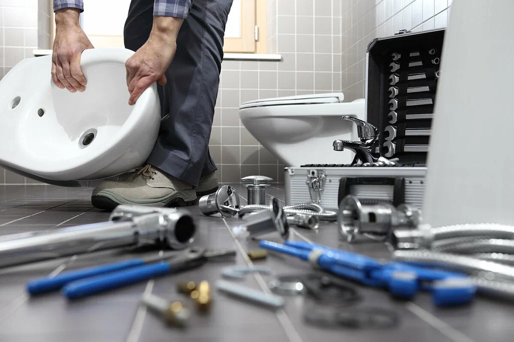 Plumbing tools prepared for a bathroom repair in Merritt Island